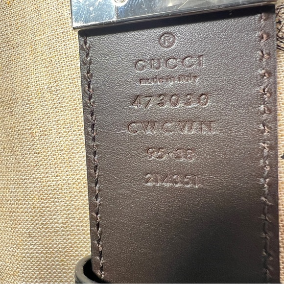 NWOT Gucci Belt Men's Leather Metal Black Brown 95cm 38in 473030 Interlocking G… - Picture 7 of 10